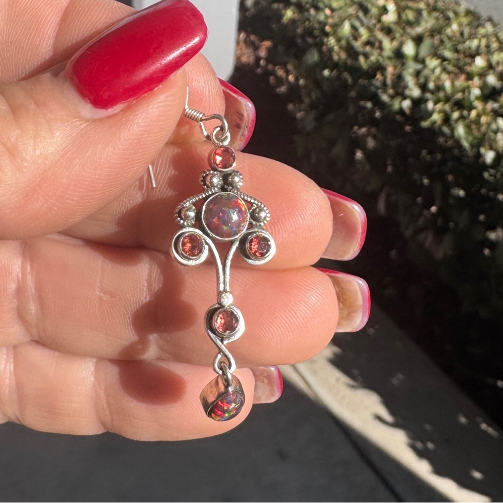 Sterlinb Silver Fire Opal Earrings